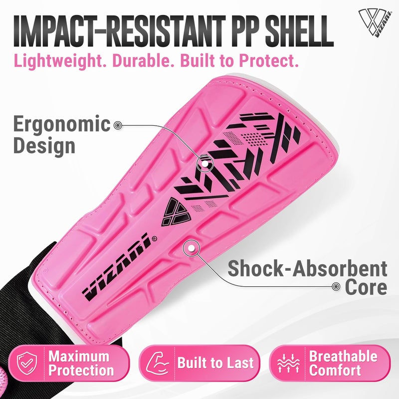 VIZARI Malaga Soccer Shinguard | Durable Soccer Shin Guard with Tough Protection & Elastic Straps | Breathable, Moisture-Wicking Youth Soccer GearProduct - Image 3